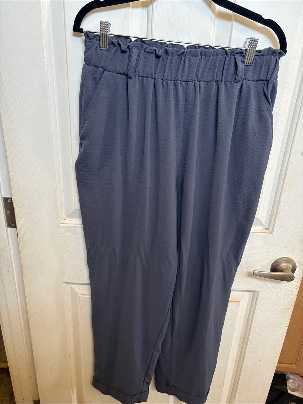 Joe B Cropped Paperbag Waist Pants in Slate Blue